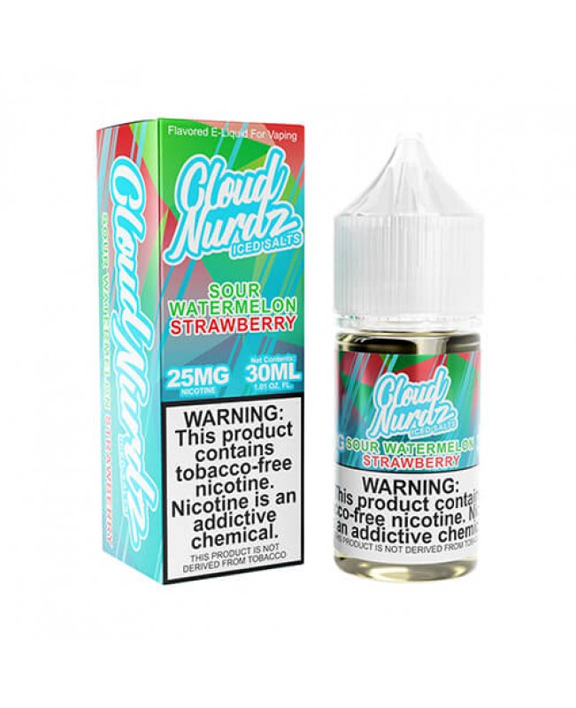 Sour Watermelon Strawberry Iced by Cloud Nurdz Salts TFN Tobacco-Free Nicotine - 30ml