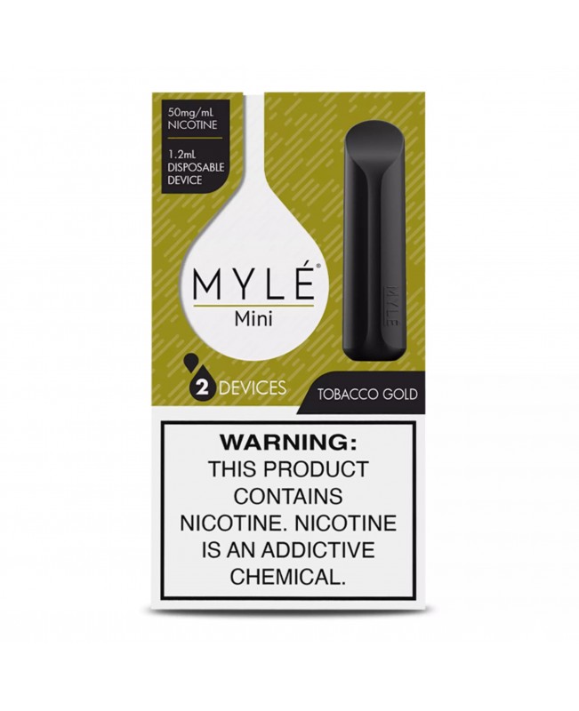 Myle Mini Disposable Pods 320 Puffs - 2 Pack Devices - Tobacco Gold