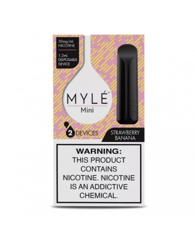 Myle Mini Disposable Pods 320 Puffs - 2 Pack Devices - Strawberry Banana