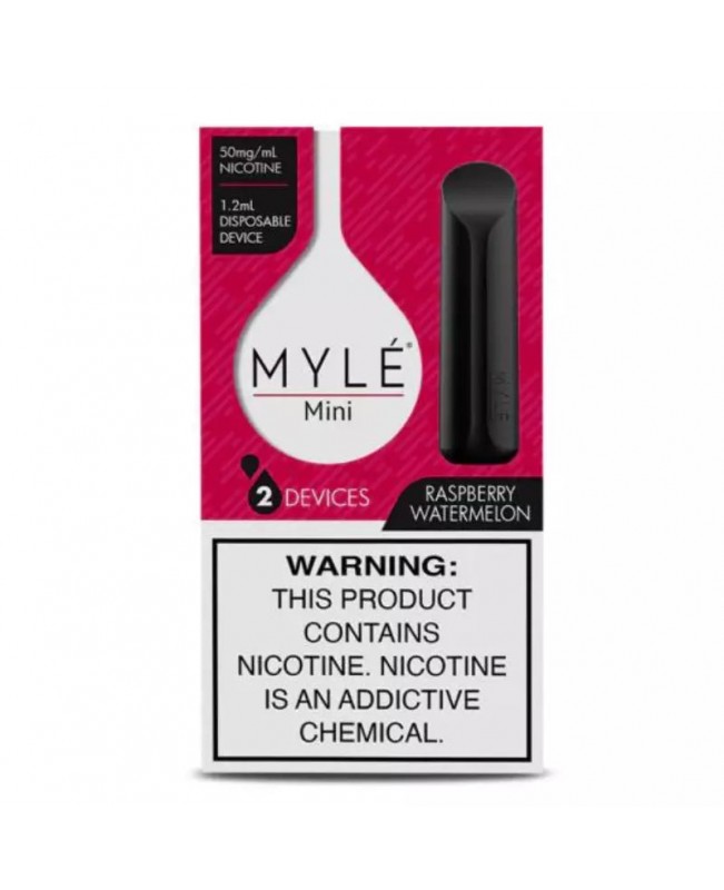 Myle Mini Disposable Pods 320 Puffs - 2 Pack Devices - Raspberry Watermelon