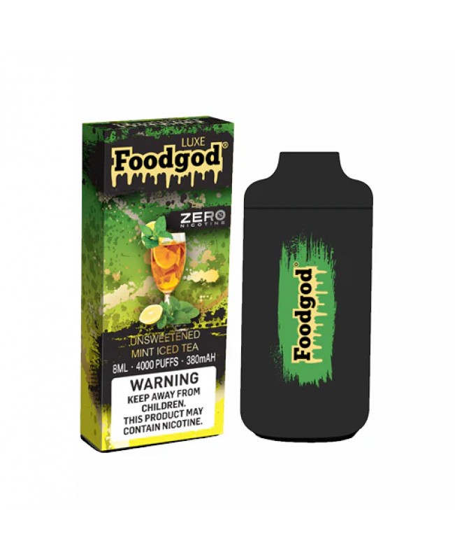 Foodgod Luxe Zero Nicotine Disposable 4000 Puffs 0% Nicotine Free - Unsweetened Mint Iced Tea